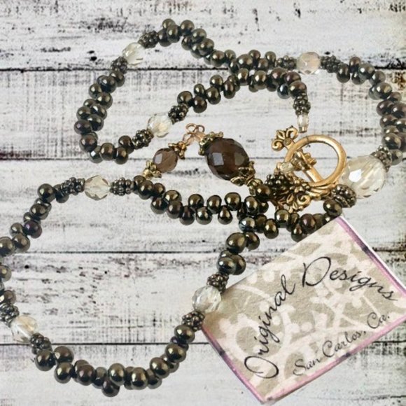 Necklace Bronze Beads by Original Designs REVERSIBLE with Pendant New - Picture 3 of 15